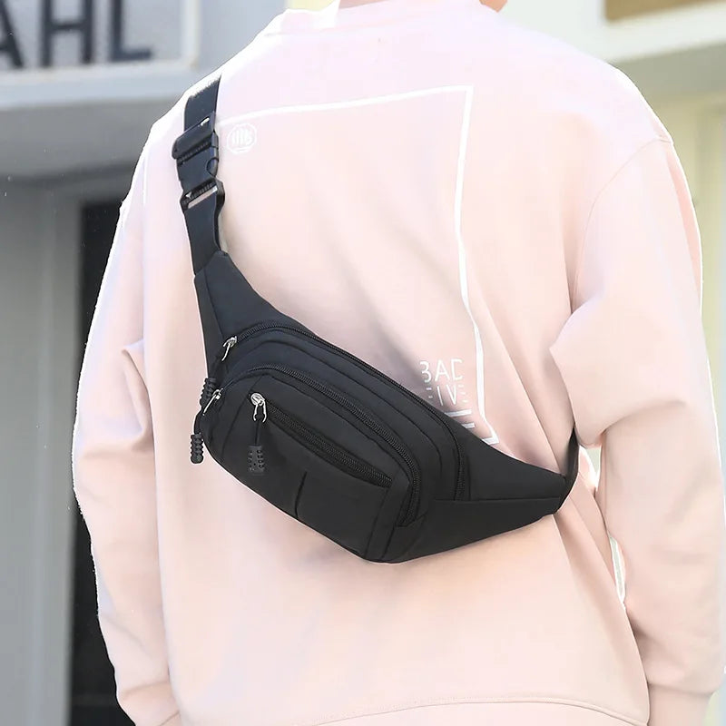 Men'S Breast Package Waterproof Outdoor Sports Bag Pouch Korean-Style Waist Bag Fanny Pouch Crossbody Male Banana Bag Purse