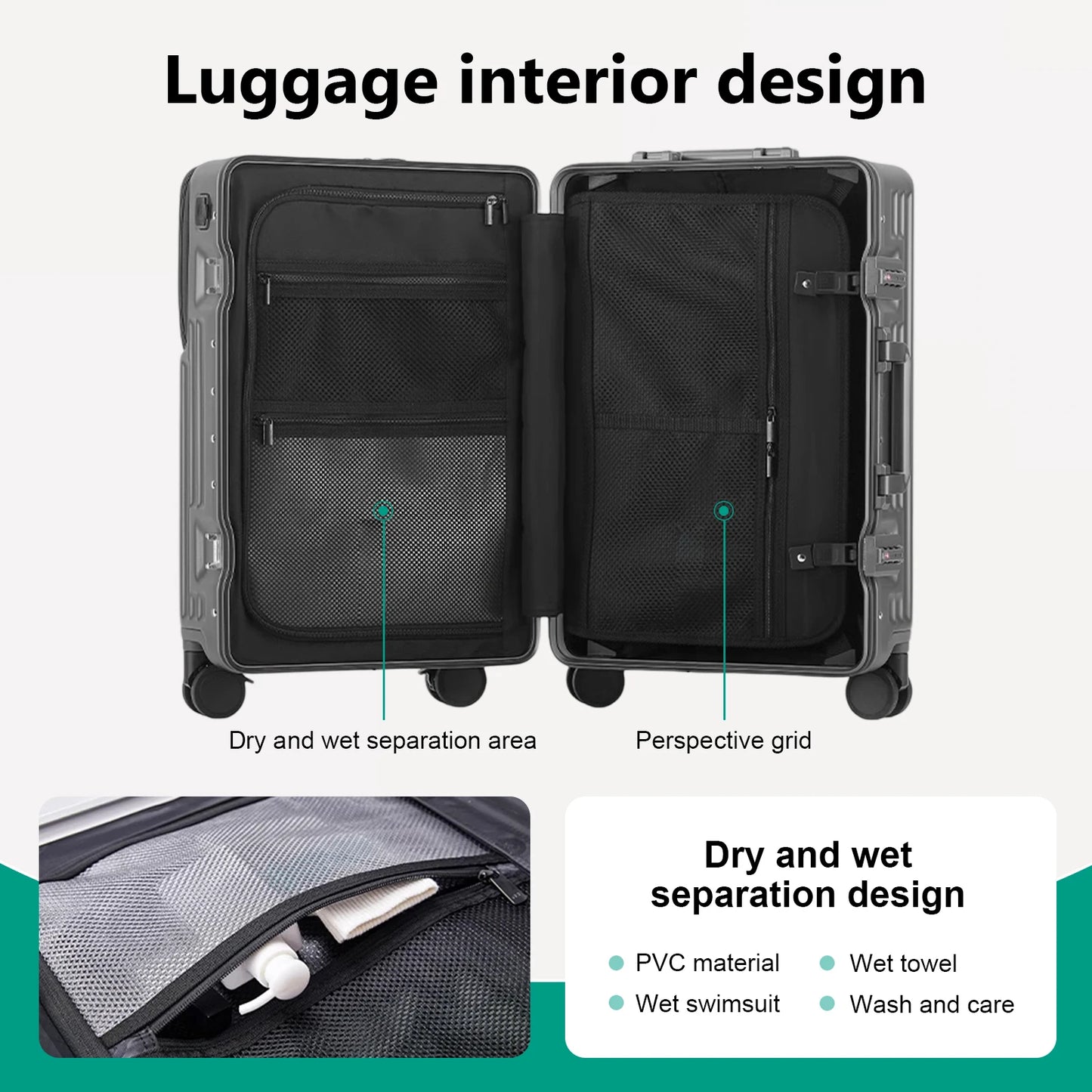 2025Hard Shell Luggage 20 Inch Travel Luggage, Carry-On Luggage Spinner TSA with Lid, PC+ABS Aluminum Frame 20'' - 26''