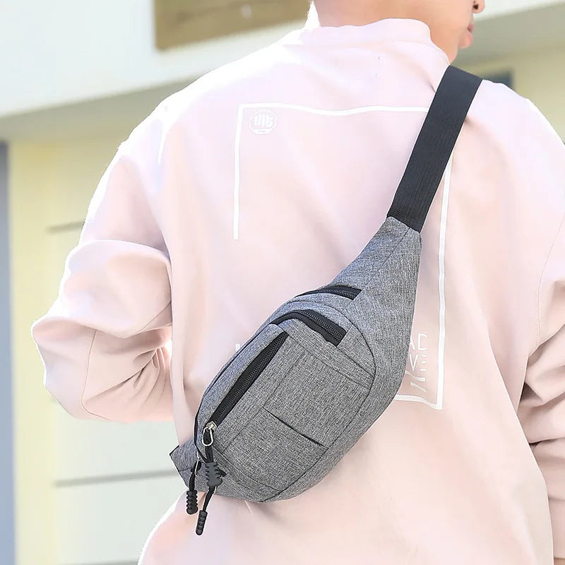 Men'S Breast Package Waterproof Outdoor Sports Bag Pouch Korean-Style Waist Bag Fanny Pouch Crossbody Male Banana Bag Purse