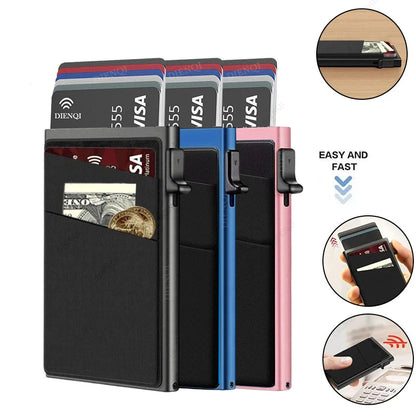 Anti-Theft Cards Protectors Card Holder Minimalist Smart Wallet RFID Protection Aluminum Metal Box Cardholder Case Porte Carte