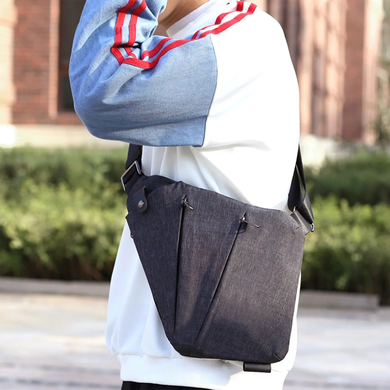 Trapez Multifunctional Chest Bag Men'S Fashion Trend Nylon Cloth Shoulder Bag Korean Style Casual Waterproof Messenger Bag