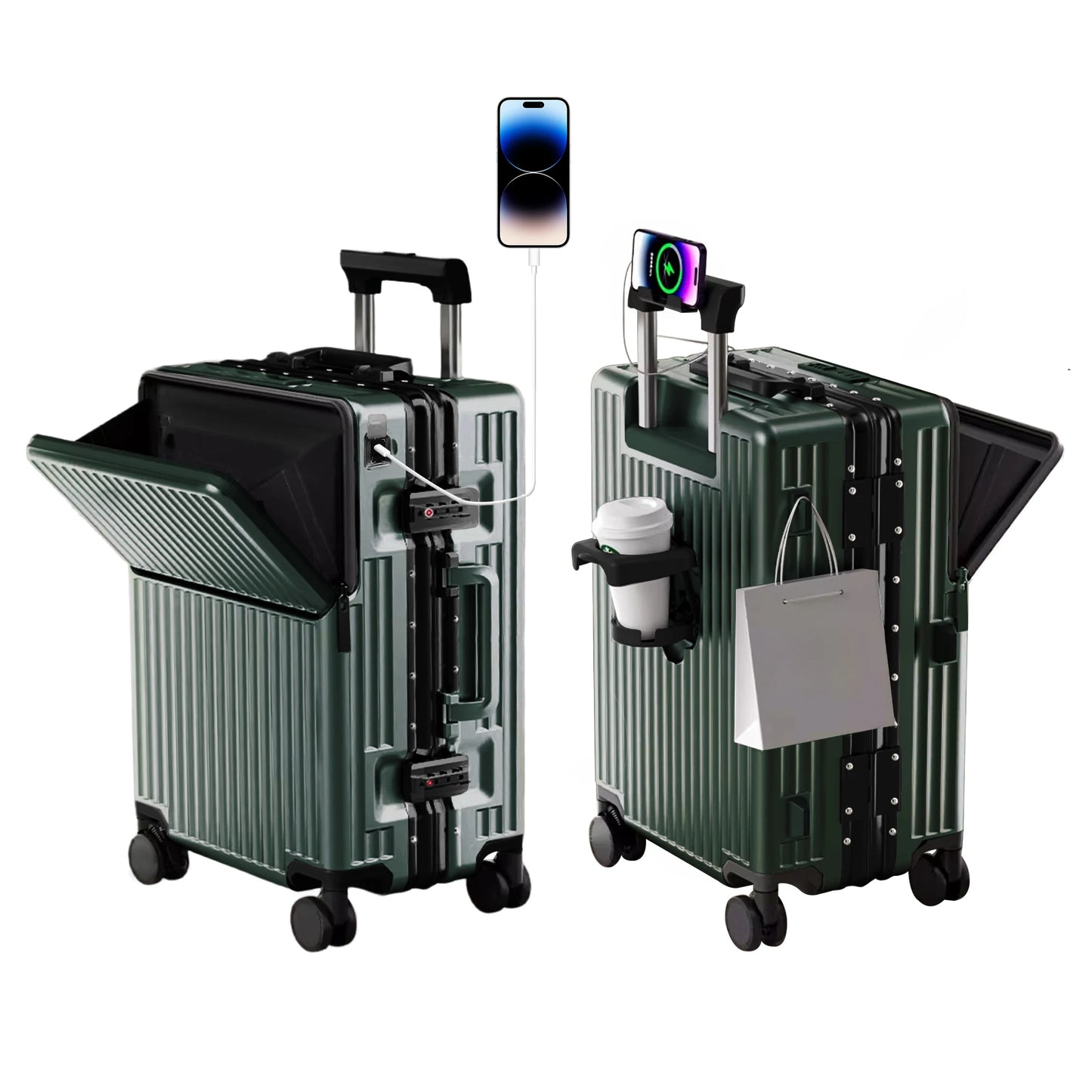 2025Hard Shell Luggage 20 Inch Travel Luggage, Carry-On Luggage Spinner TSA with Lid, PC+ABS Aluminum Frame 20'' - 26''