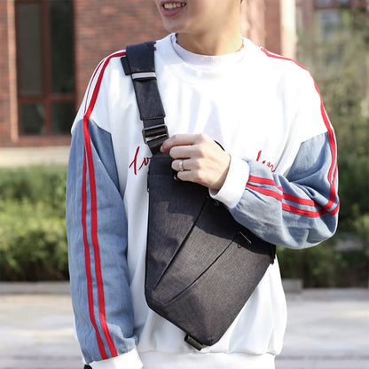 Trapez Multifunctional Chest Bag Men'S Fashion Trend Nylon Cloth Shoulder Bag Korean Style Casual Waterproof Messenger Bag